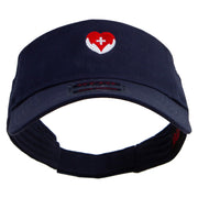 Nurse with Heart Embroidered Cotton Twill Sun Visor - Navy OSFM