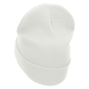 Muscle Car Embroidered 12 Inch Long Knitted Beanie - White OSFM