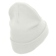 Muscle Car Embroidered 12 Inch Long Knitted Beanie - White OSFM