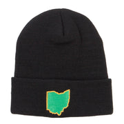 Ohio State Map Embroidered Long Beanie