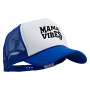 Mama Vibes Embroidered Summer Foam Mesh Trucker Cap - Royal-White OSFM