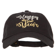 Glitter Happy New Year Embroidered Unstructured Washed Cap