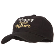 Glitter Happy New Year Embroidered Unstructured Washed Cap