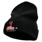 1 Million Followers Embroidered 12 Inch Long Knitted Beanie - Black OSFM