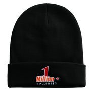 1 Million Followers Embroidered 12 Inch Long Knitted Beanie - Black OSFM