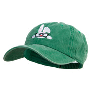 Bunny Wear Glasses Embroidered Unstructured Pigment Dyed Cotton Cap - Kelly-Green OSFM