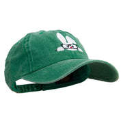 Bunny Wear Glasses Embroidered Unstructured Pigment Dyed Cotton Cap - Kelly-Green OSFM