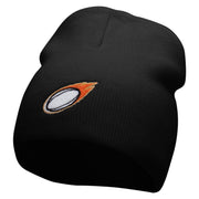 Flaming Rugby Embroidered 8 inch Acrylic Short Blank Beanie - Black OSFM