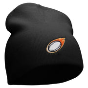 Flaming Rugby Embroidered 8 inch Acrylic Short Blank Beanie - Black OSFM