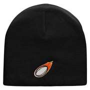 Flaming Rugby Embroidered 8 inch Acrylic Short Blank Beanie - Black OSFM