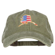 USA Flag Alaska Map Embroidered Washed Buckle Cap