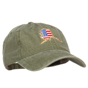 USA Flag Alaska Map Embroidered Washed Buckle Cap