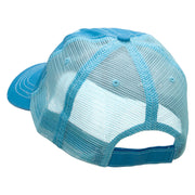 Vacation Coconut Embroidered Low Profile Special Cotton Mesh Cap - Aqua OSFM