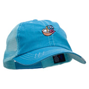 Vacation Coconut Embroidered Low Profile Special Cotton Mesh Cap - Aqua OSFM