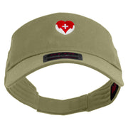 Nurse with Heart Embroidered Cotton Twill Sun Visor - Khaki OSFM