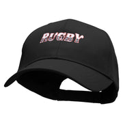 Rugby Word Embroidered Low Profile Structured  Cap - Black OSFM