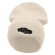 Muscle Car Embroidered 12 Inch Long Knitted Beanie - Birch OSFM