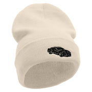 Muscle Car Embroidered 12 Inch Long Knitted Beanie - Birch OSFM