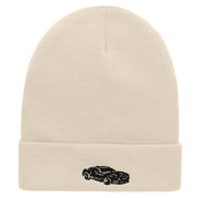 Muscle Car Embroidered 12 Inch Long Knitted Beanie - Birch OSFM