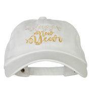 Glitter Happy New Year Embroidered Unstructured Washed Cap