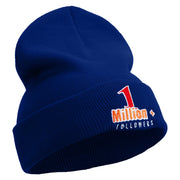 1 Million Followers Embroidered 12 Inch Long Knitted Beanie - Royal OSFM