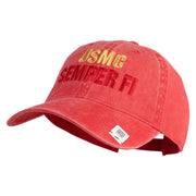 USMC Semper Fi Embroidered Washed Solid Pigment Dyed Cotton Twill Brass Buckle Cap - Red OSFM
