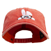 Bunny Wear Glasses Embroidered Unstructured Pigment Dyed Cotton Cap - Orange OSFM