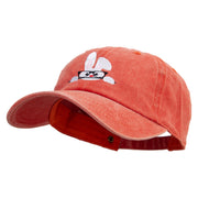 Bunny Wear Glasses Embroidered Unstructured Pigment Dyed Cotton Cap - Orange OSFM