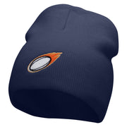 Flaming Rugby Embroidered 8 inch Acrylic Short Blank Beanie - Navy OSFM