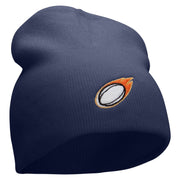 Flaming Rugby Embroidered 8 inch Acrylic Short Blank Beanie - Navy OSFM