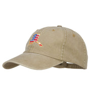 USA Flag Alaska Map Embroidered Washed Buckle Cap