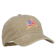 USA Flag Alaska Map Embroidered Washed Buckle Cap