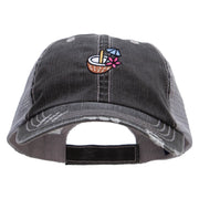 Vacation Coconut Embroidered Low Profile Special Cotton Mesh Cap - Black OSFM