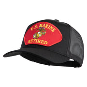 U.S. Marine Retired Red Patched Solid Cotton Twill Mesh Prostyle Cap - Black OSFM