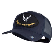 USAF Retired Patched Solid Cotton Twill Mesh Prostyle Cap - Navy OSFM