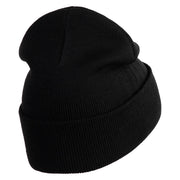 Pastel Starfish Embroidered Patched 12 Inch Long Knitted Beanie - Black OSFM