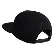 Old English E Faux Leather Patched Cotton Flat Bill Pro Cap - Black OSFM