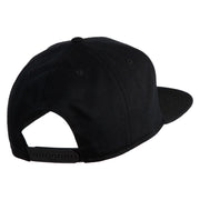 Old English E Faux Leather Patched Cotton Flat Bill Pro Cap - Black OSFM