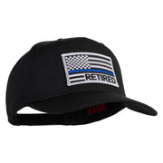 Silver USA Flag Retired Blue Line Patched Solid Cotton Twill 5 Panel Prostyle Snap Cap - Black OSFM