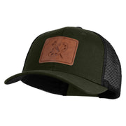 Artist Palette Faux Leather Patched Mesh Trucker Cap - Olive Black OSFM