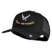 USAF Retired Patched Solid Cotton Twill Mesh Prostyle Cap - Black OSFM
