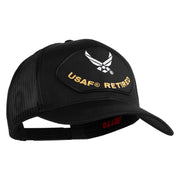 USAF Retired Patched Solid Cotton Twill Mesh Prostyle Cap - Black OSFM