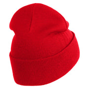 Pastel Starfish Embroidered Patched 12 Inch Long Knitted Beanie - Red OSFM