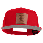 Old English E Faux Leather Patched Cotton Flat Bill Pro Cap - Red OSFM