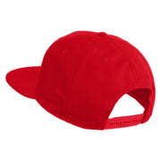 Old English E Faux Leather Patched Cotton Flat Bill Pro Cap - Red OSFM