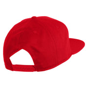 Old English E Faux Leather Patched Cotton Flat Bill Pro Cap - Red OSFM