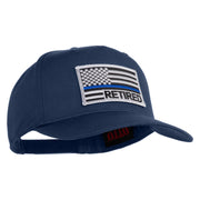 Silver USA Flag Retired Blue Line Patched Solid Cotton Twill 5 Panel Prostyle Snap Cap - Navy OSFM