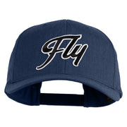 Fly Black Patched Retro Cotton Blend Snapback Cap - Navy OSFM