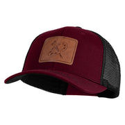 Artist Palette Faux Leather Patched Mesh Trucker Cap - Burgundy Black OSFM