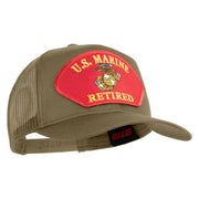 U.S. Marine Retired Red Patched Solid Cotton Twill Mesh Prostyle Cap - Khaki OSFM